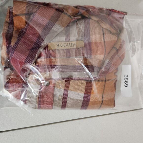 Shyanne Womens Plaid Button-Down Shirt Orange Red Large - Picture 14 of 14